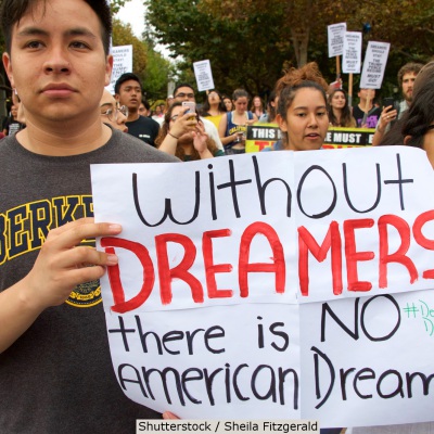 Dreamers at protest | Shutterstock, Sheila Fitzgerald